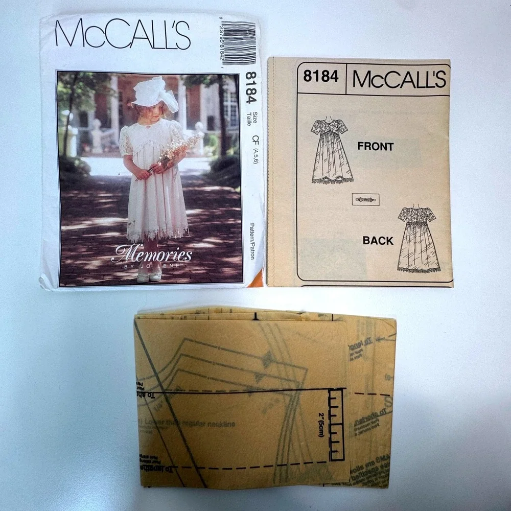 MCCALL'S 8184 Memories by Jolene Girls Empire Dress 4 5‎ 6 Uncut Sewing Pattern
